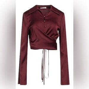 Acne Burgundy Satin Blouse